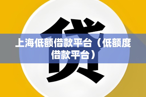 上海低额借款平台（低额度借款平台）